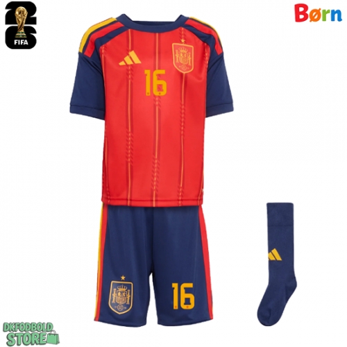 Spanien Rodri Hernandez #16 Replika Babytøj Hjemmebanesæt Børn VM 2026 Kortærmet (+ Korte bukser)